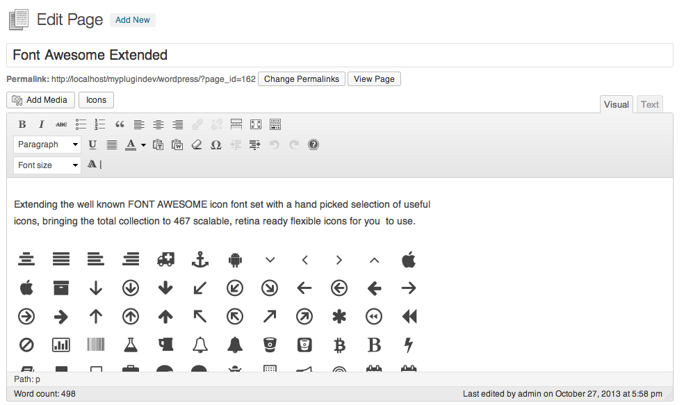 Woop! - icons in the visual editor.