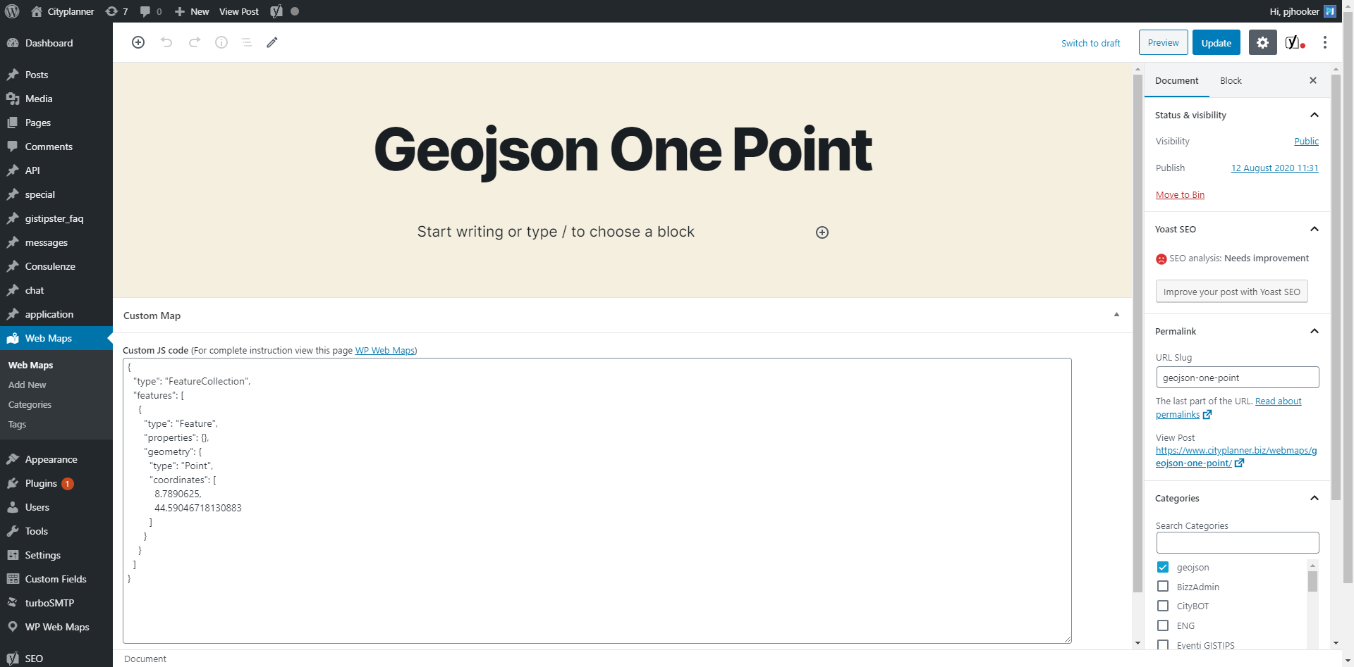 Custom post type example GeoJSON.