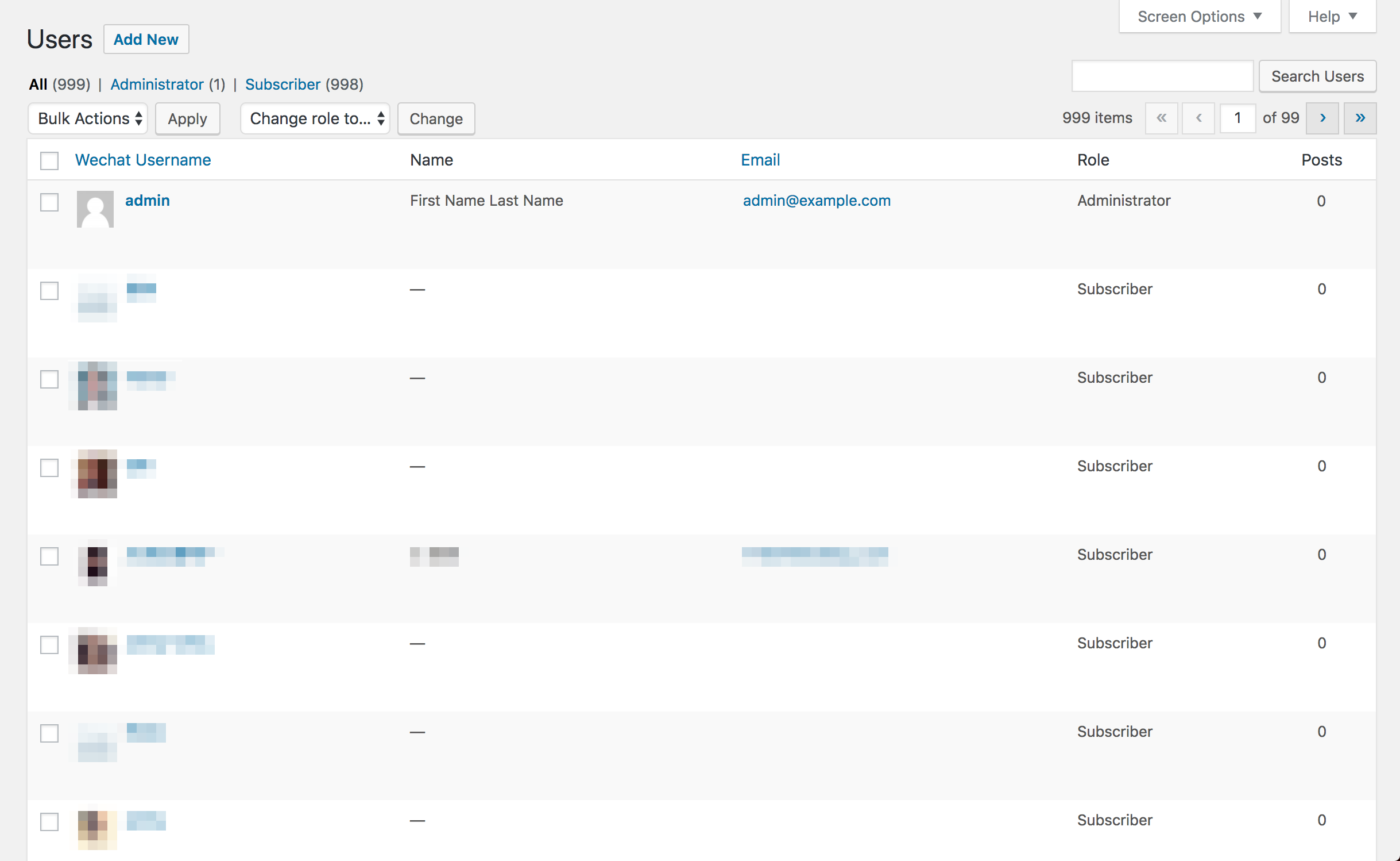 带有微信帐号绑定链接的默认 WooCommerce 帐户页面（类似于终极会员帐户页面）。