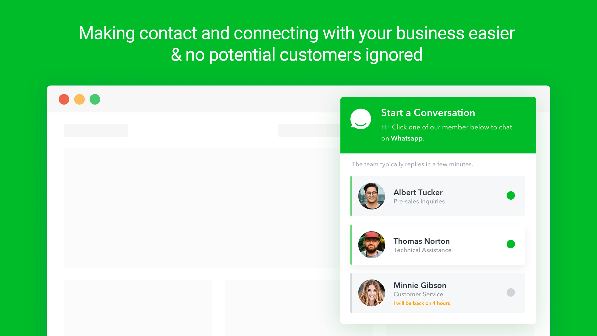 Making contact and connecting with your business easier & no potential customers ignored