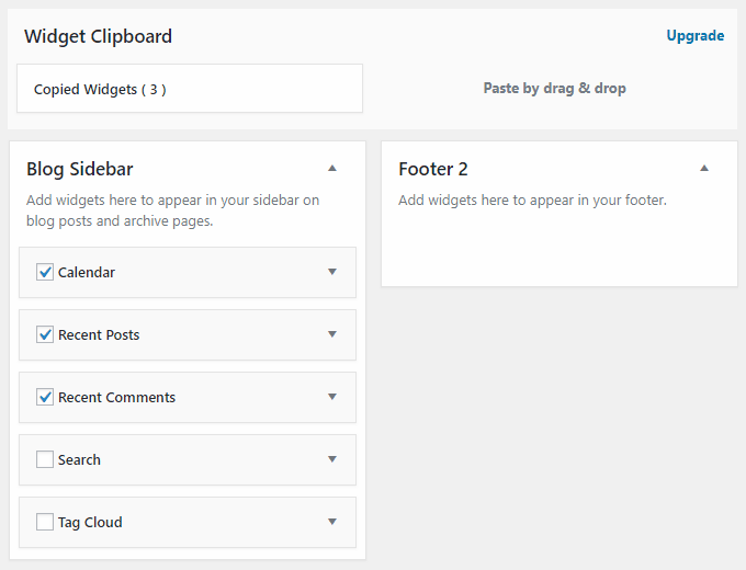 Select multiple widgets you want to copy.