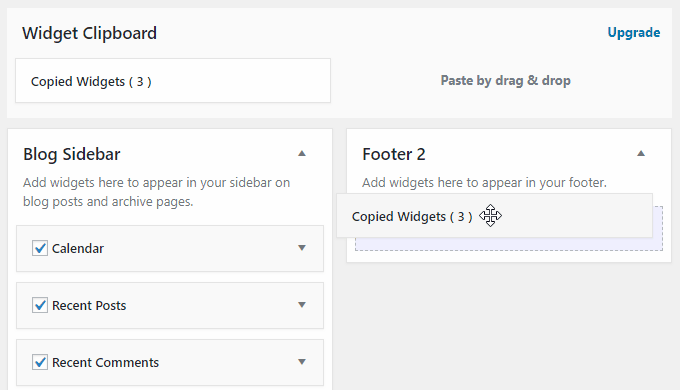 Then drag and drop "<b>Coied Widget</b>" which in clipboard to any position.