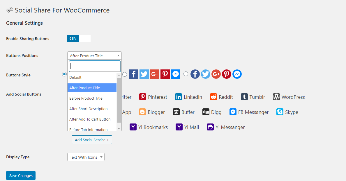 Select your button position where you need to show social icons.