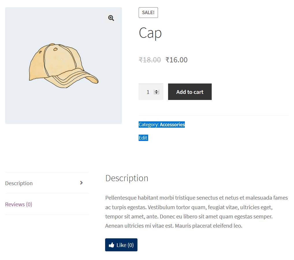 This is how like button will appear on woocommerce product single.