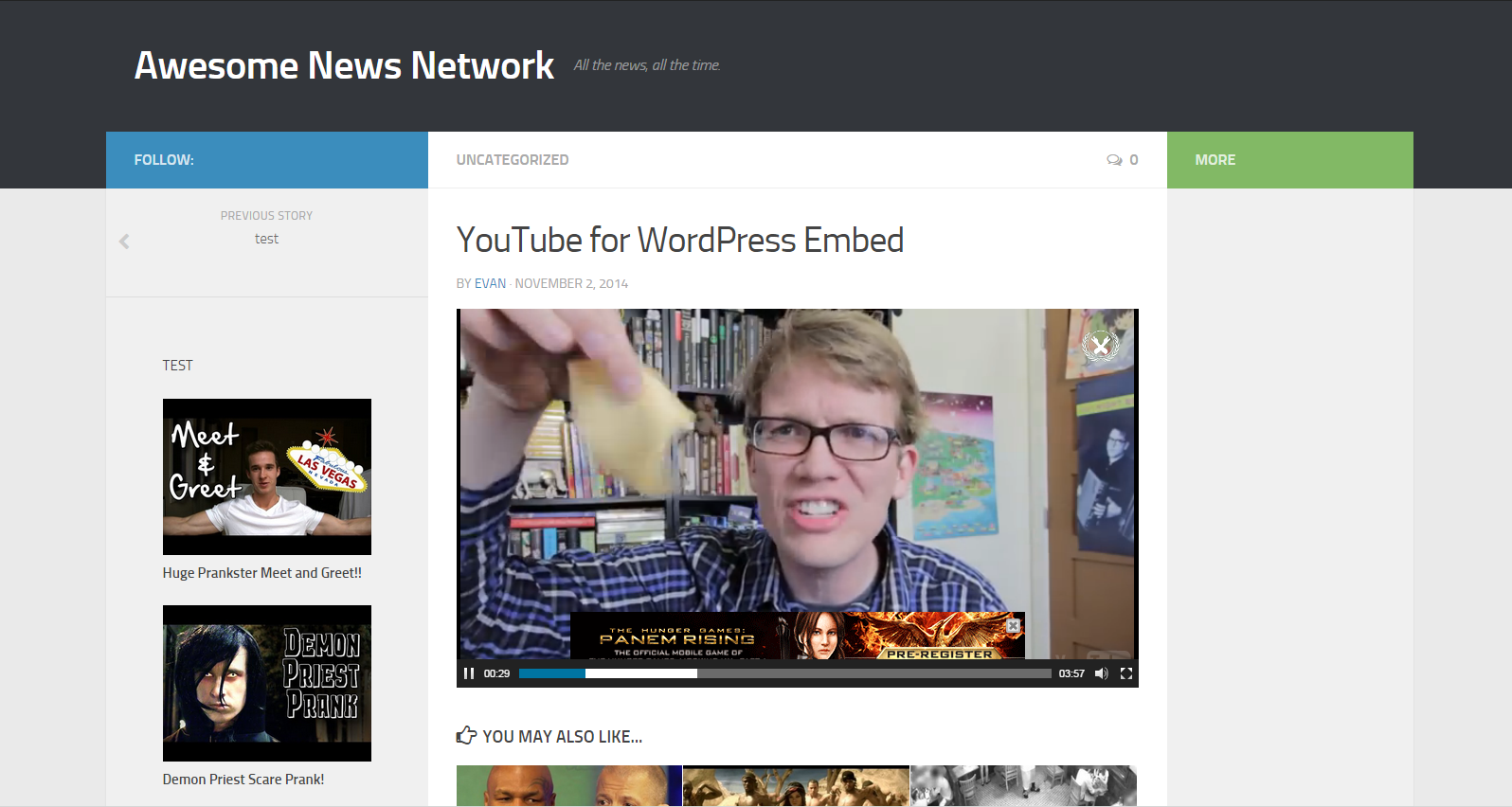 YouTube for WordPress Widget Settings