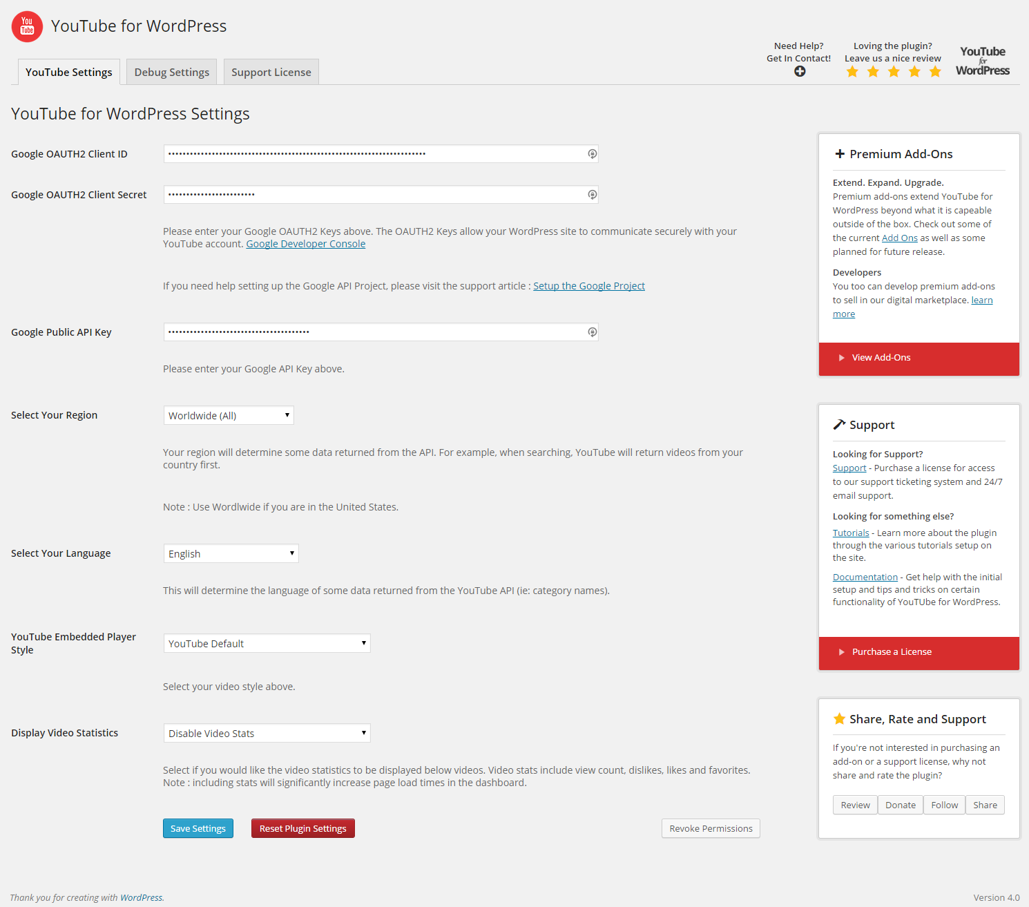 YouTube for WordPress Widget video playback in fancybox