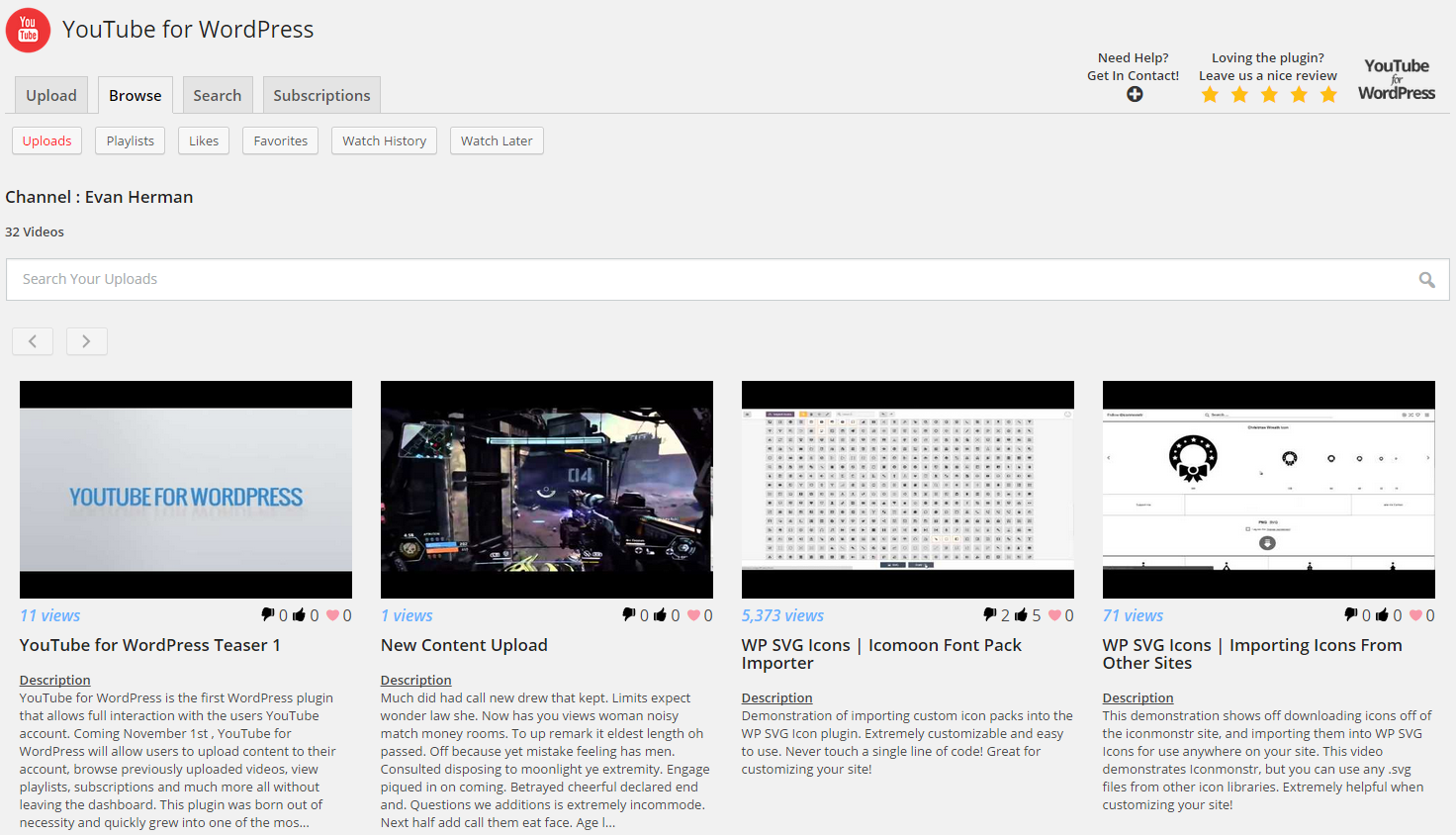 YouTube for WordPress Uploader Step #1