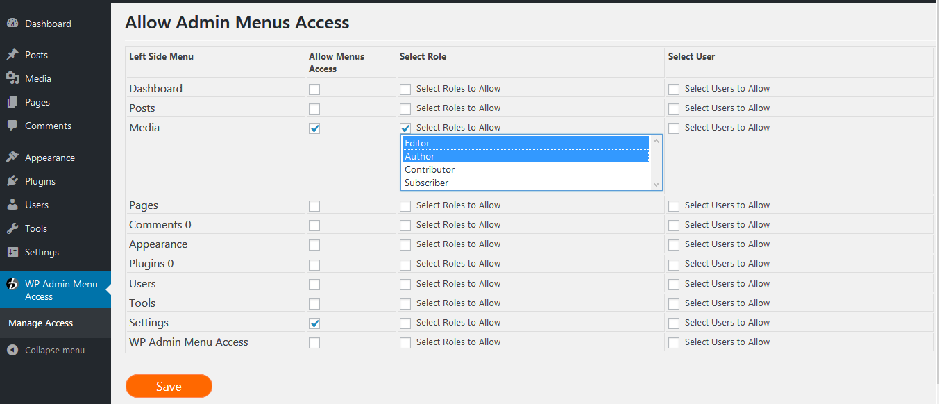 User Role based Access