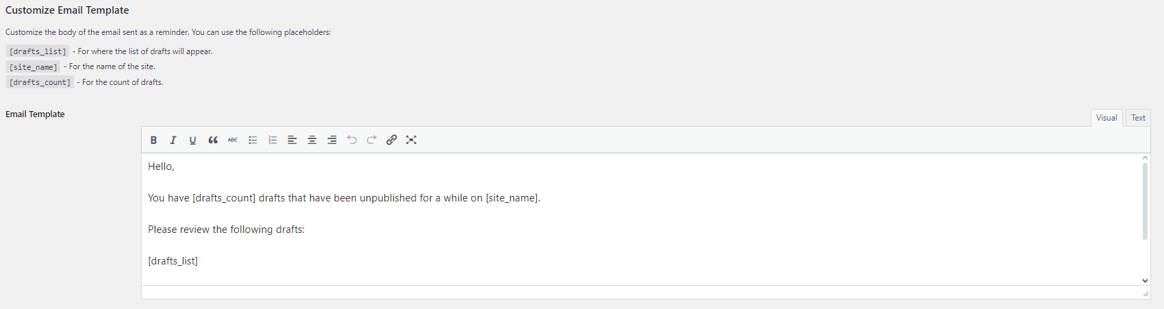Customizable email template with the built-in editor