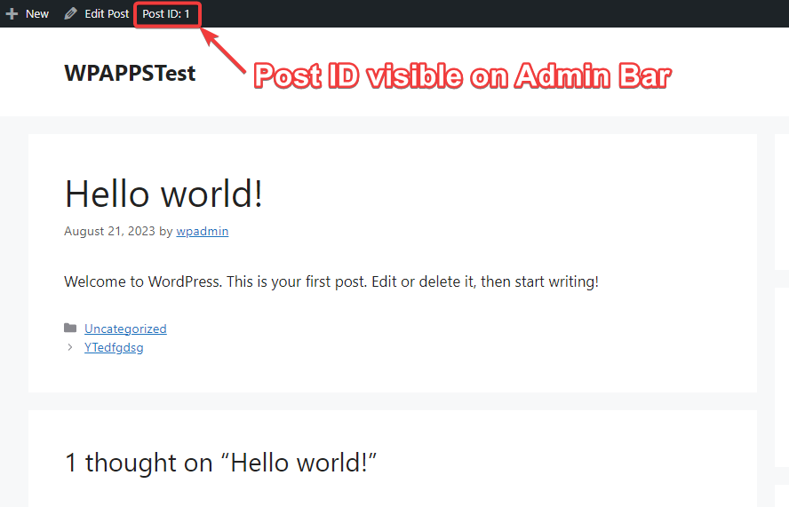 Post ID visible on front-end Admin Bar