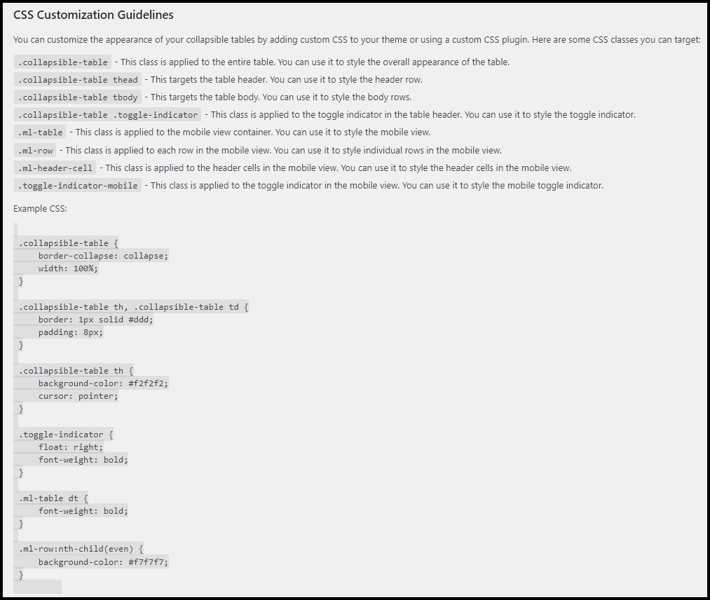 **Detailed Guidelines on CSS Customization:**