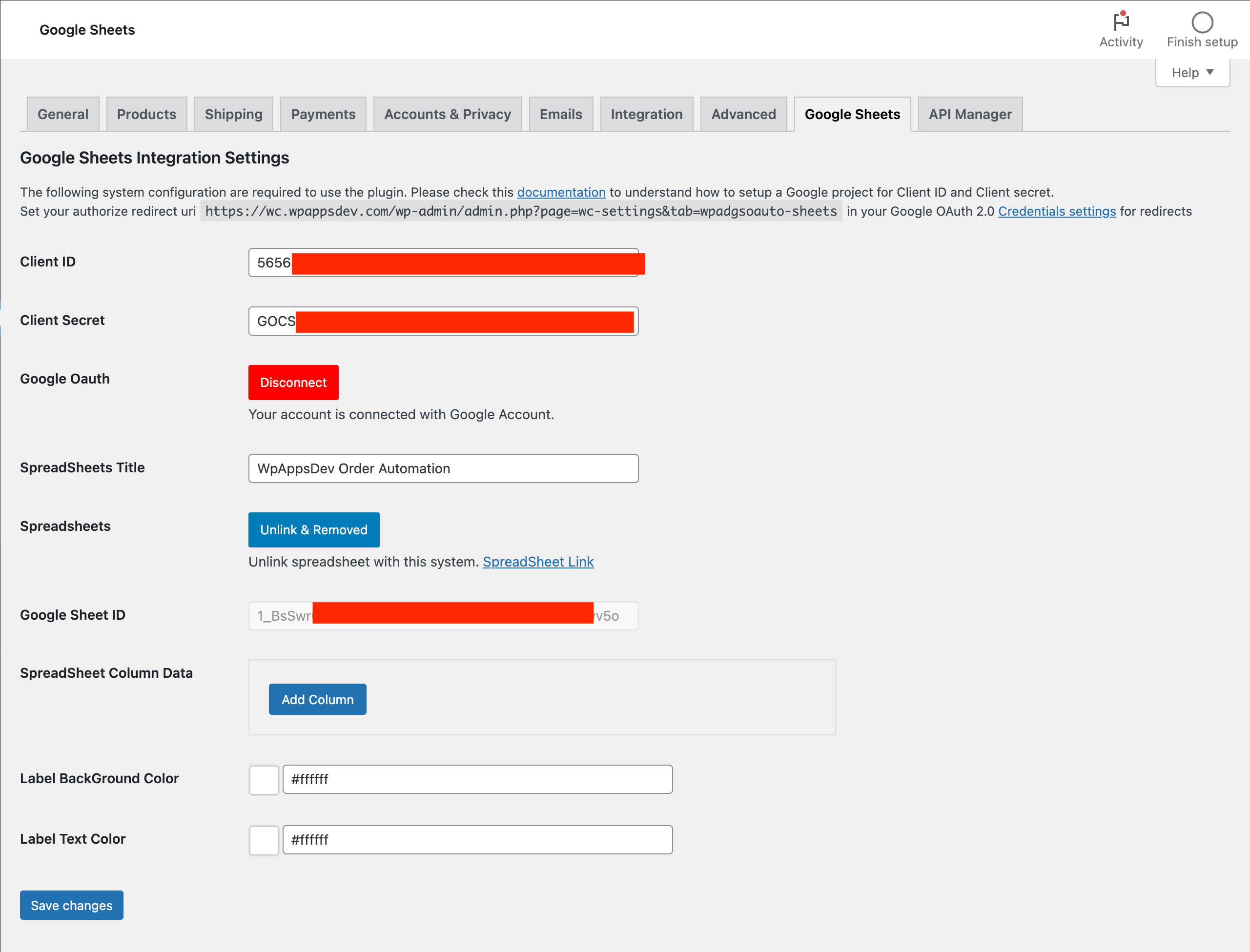 Configure SpreadSheet Label 1