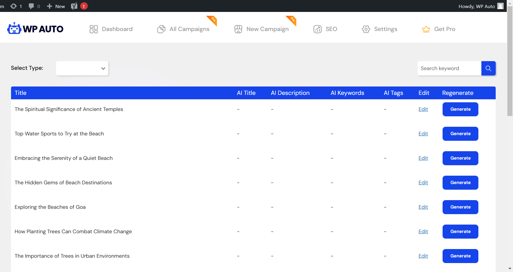 SEO Table