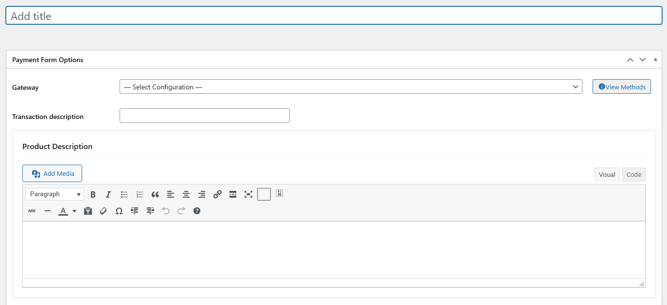 Create a payment form: Set up a new form to accept payments.
