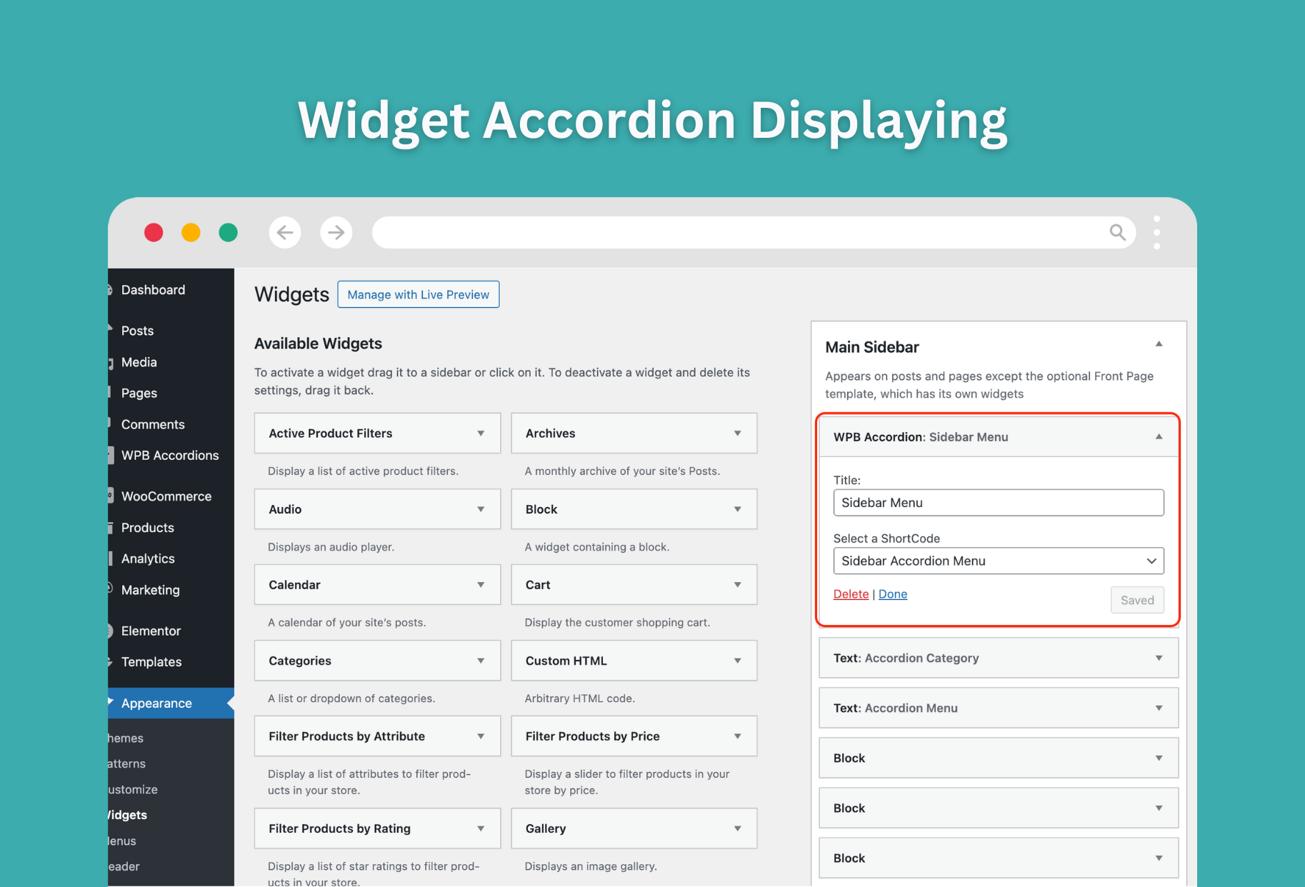 Elementor widgets.