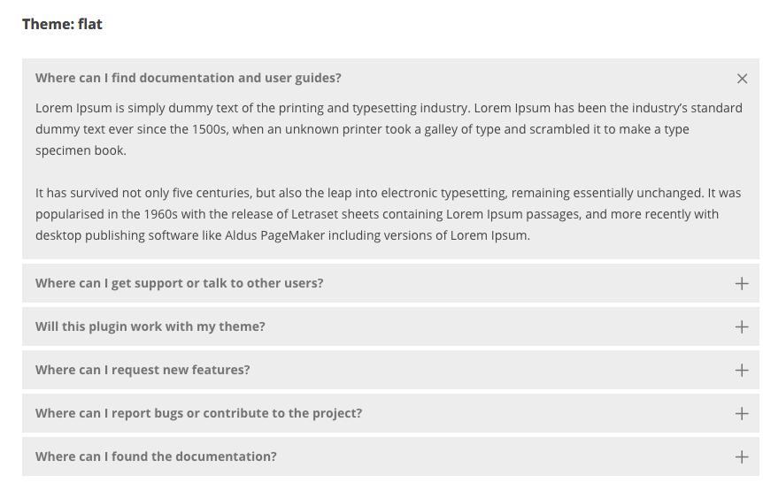 FAQ with flat theme.