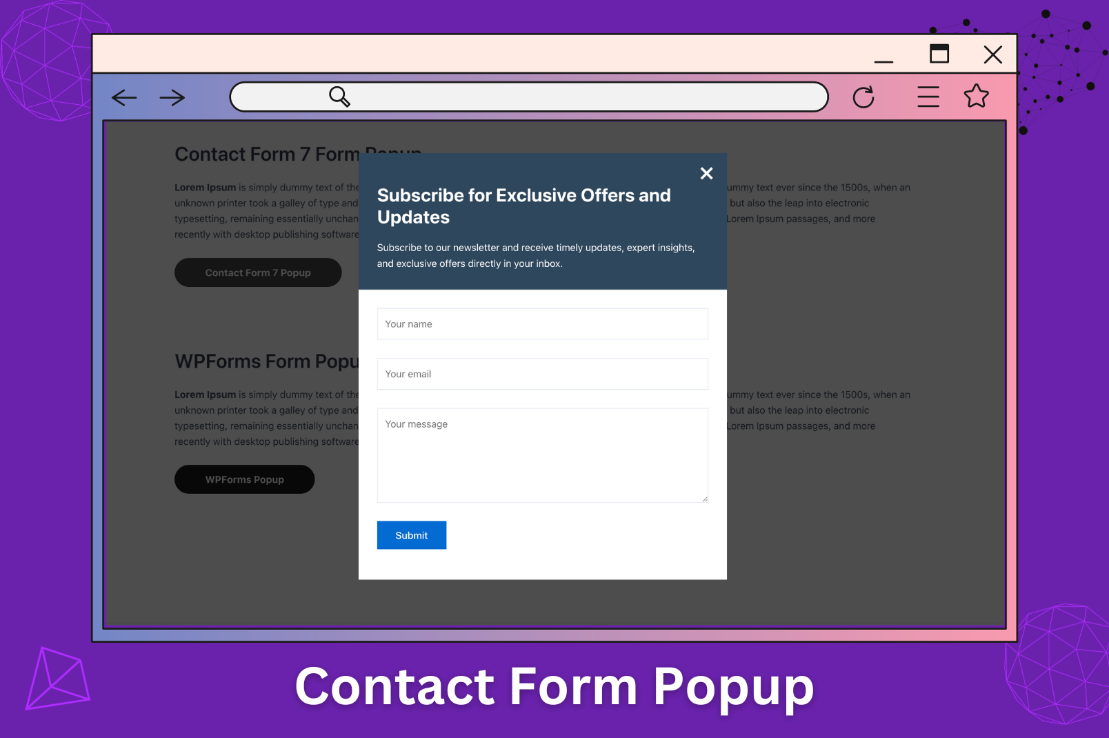 Popup contact form WordPress.
