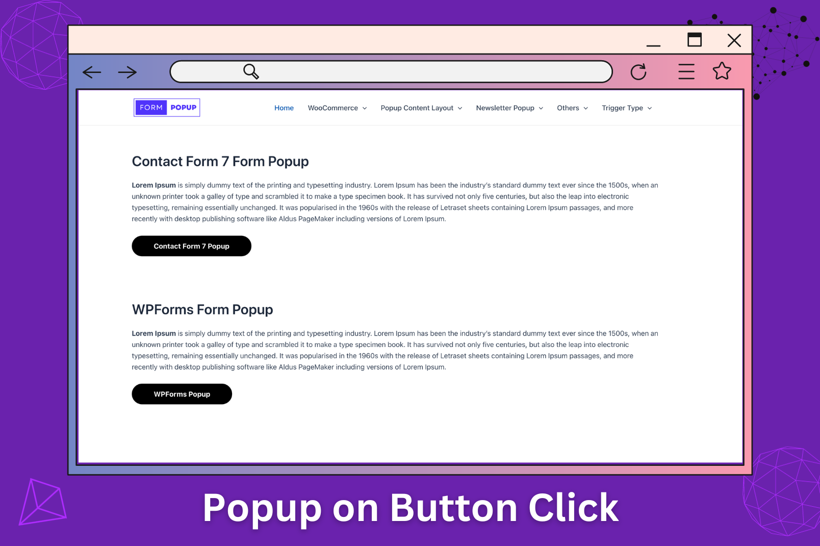 Form popup button.