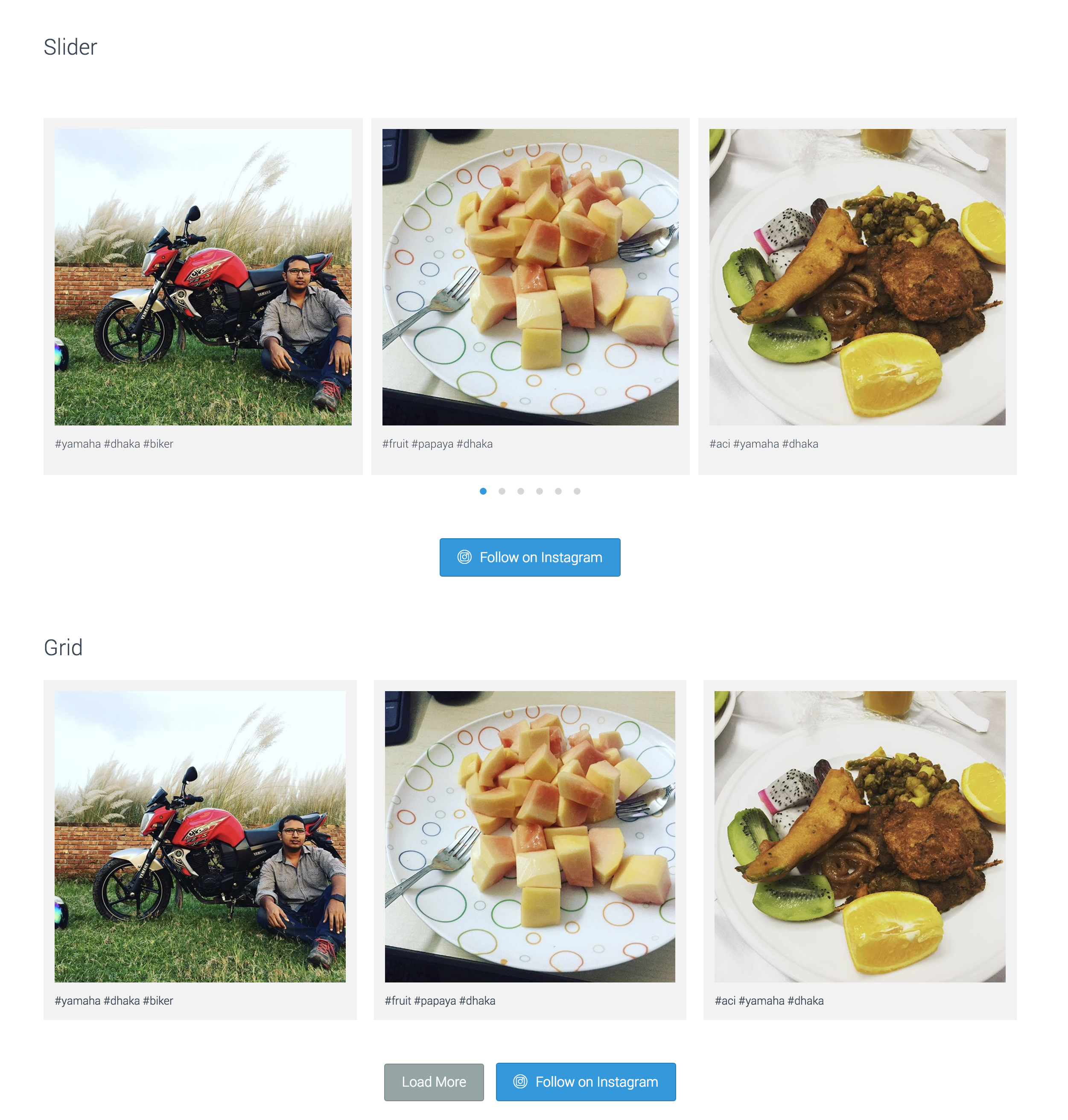WPB Instagram Gallery Slider and Grid output