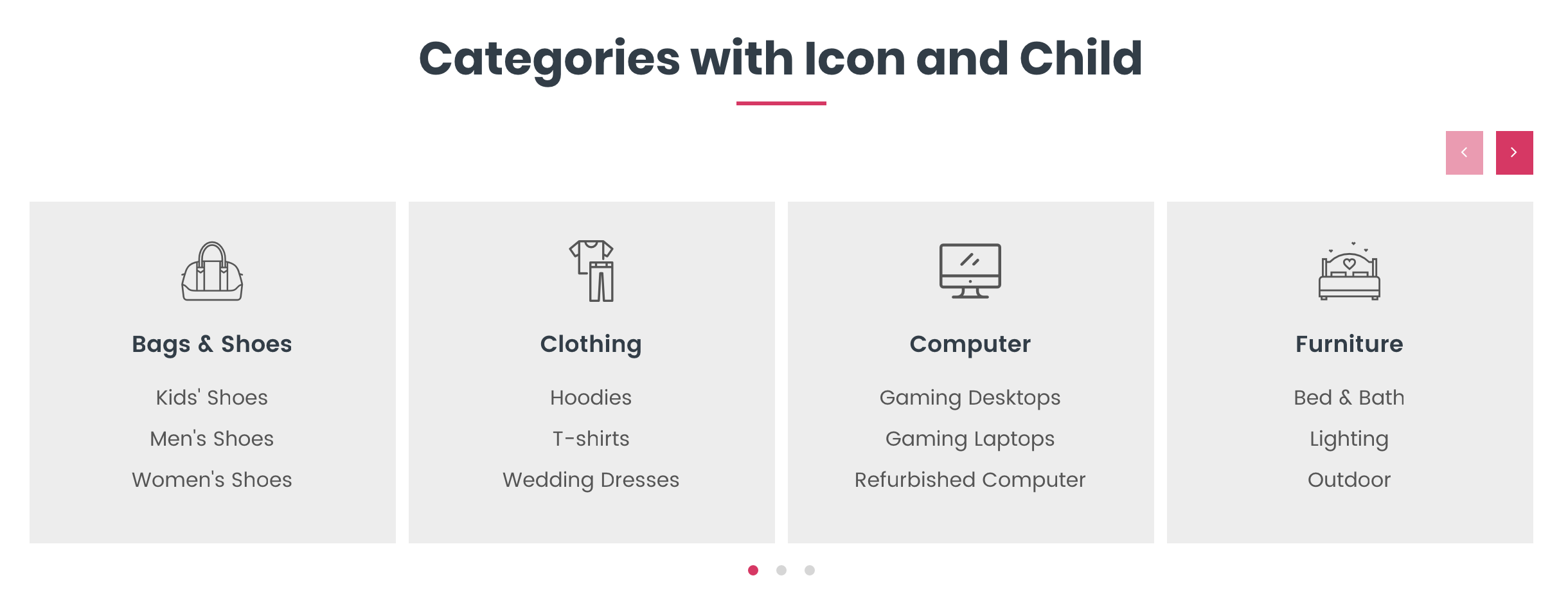 Categories with background image and hover effect 3