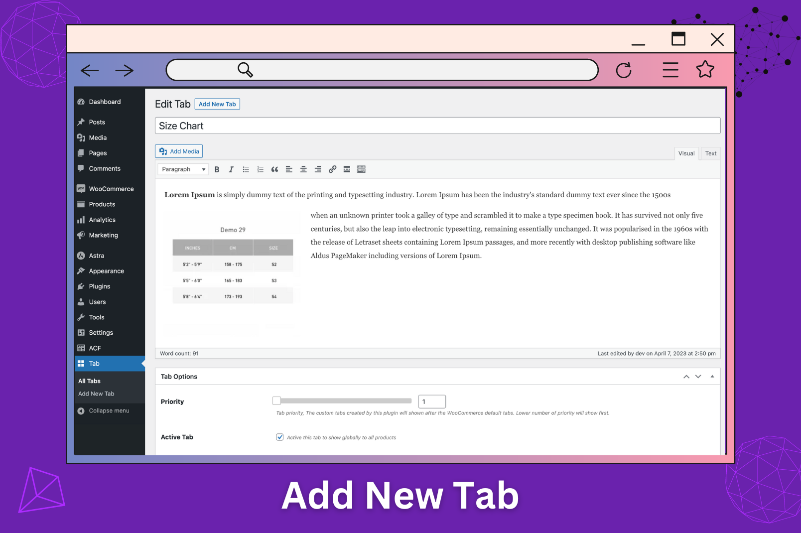 Product tabs manager for woocommerce.