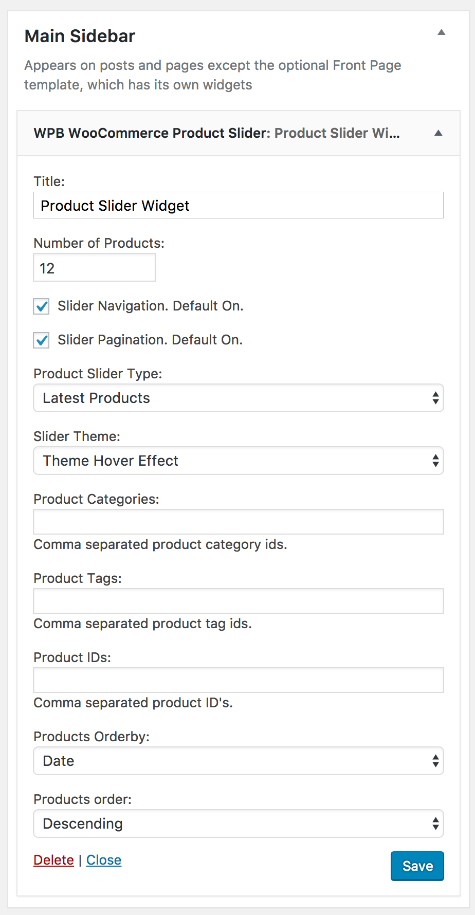 WPB Product Slider for WooCommerce widget