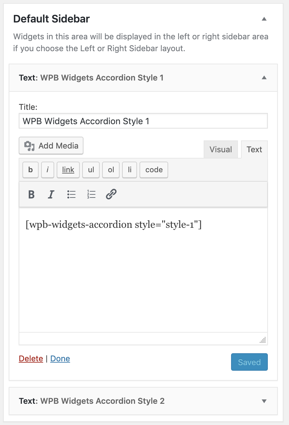 Accordion shortcode.