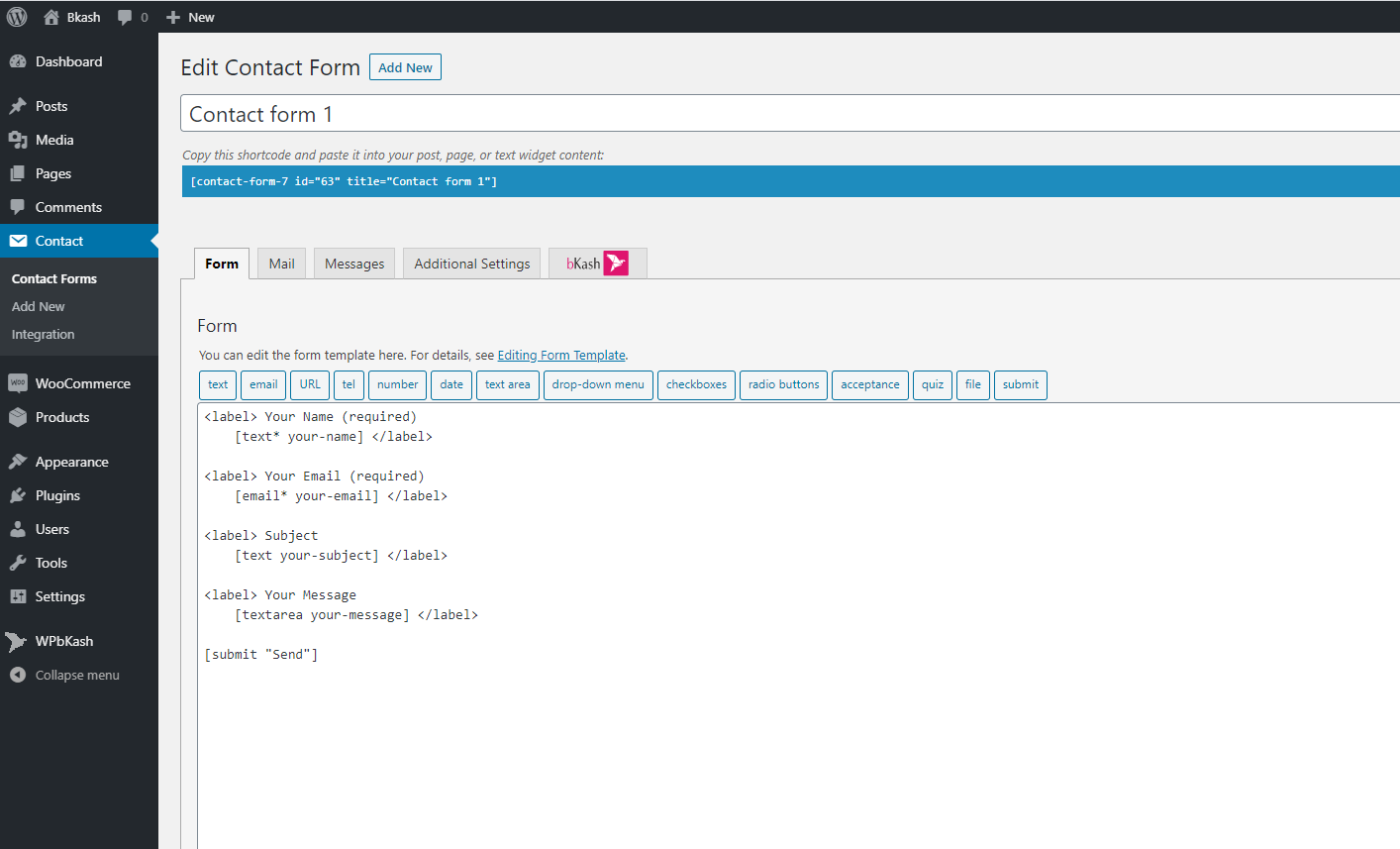 WPbkash settings