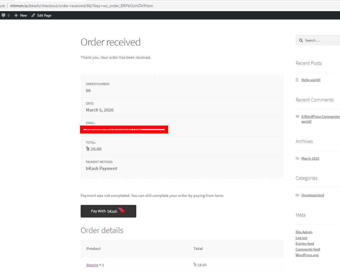Contact form 7 edit bkash settings