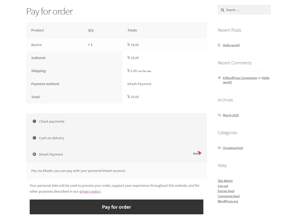 Contact form 7 bkash settings error display