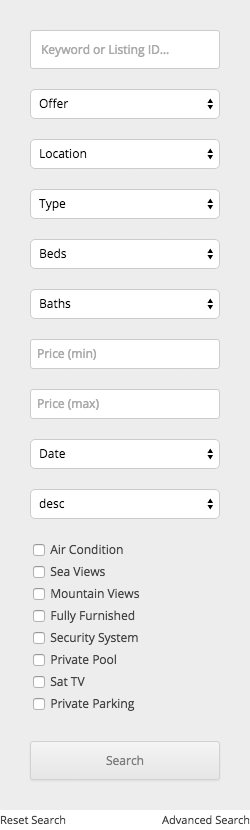 Property search form (vertical)