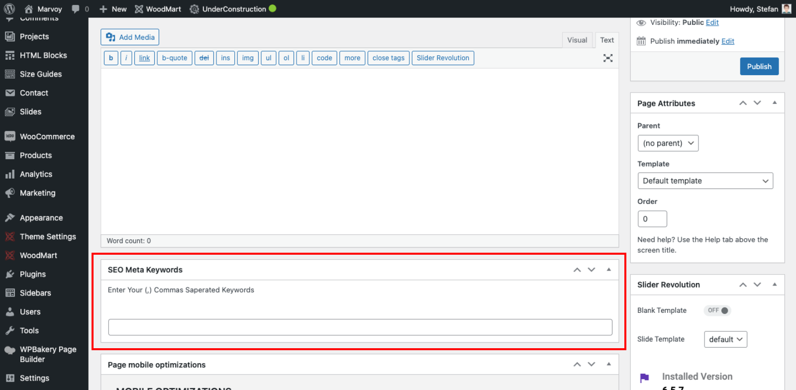 How to add / Edit SEO Meta Keywords
