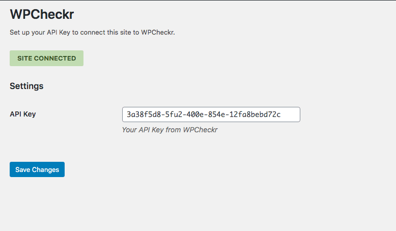 Settings page under Tools > WPCheckr