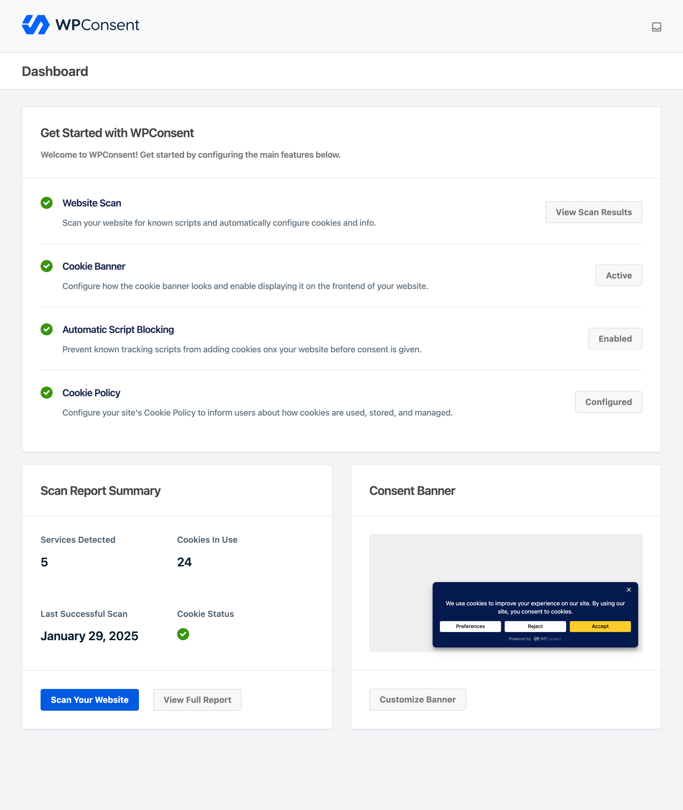 WPConsent Dashboard