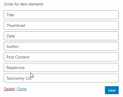 Ordering elements.