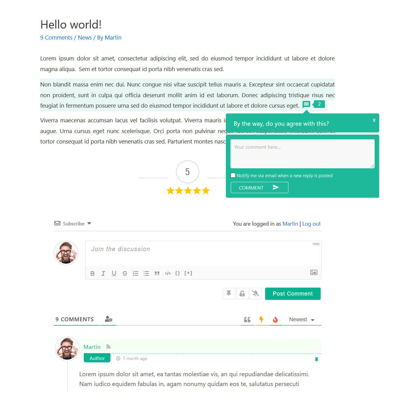 wpDiscuz Inline Comments | Screenshot #6