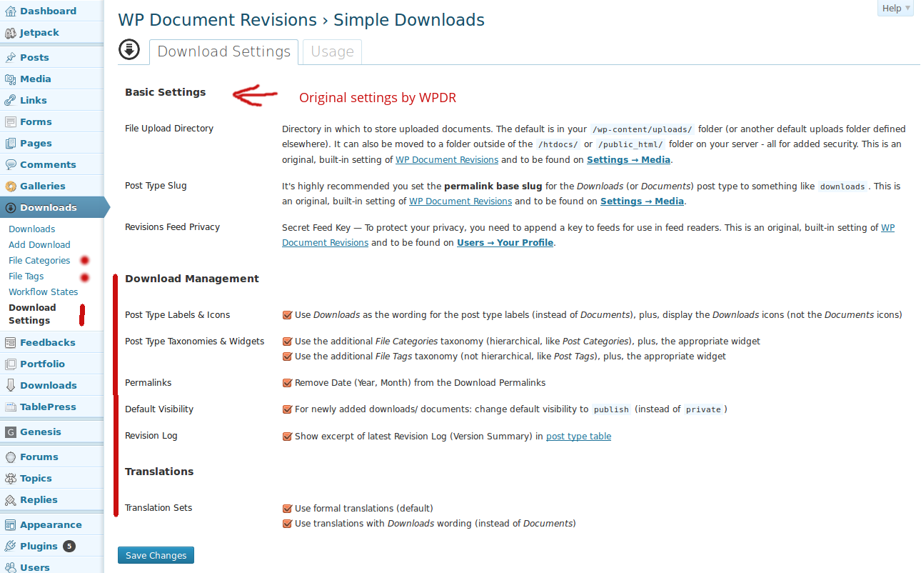 Add-On plugin's settings page