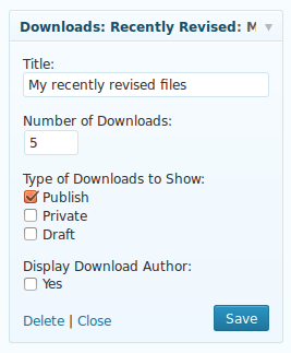 Original "Recently Revised Downloads" (Documents) widget - by base plugin WPDR :)