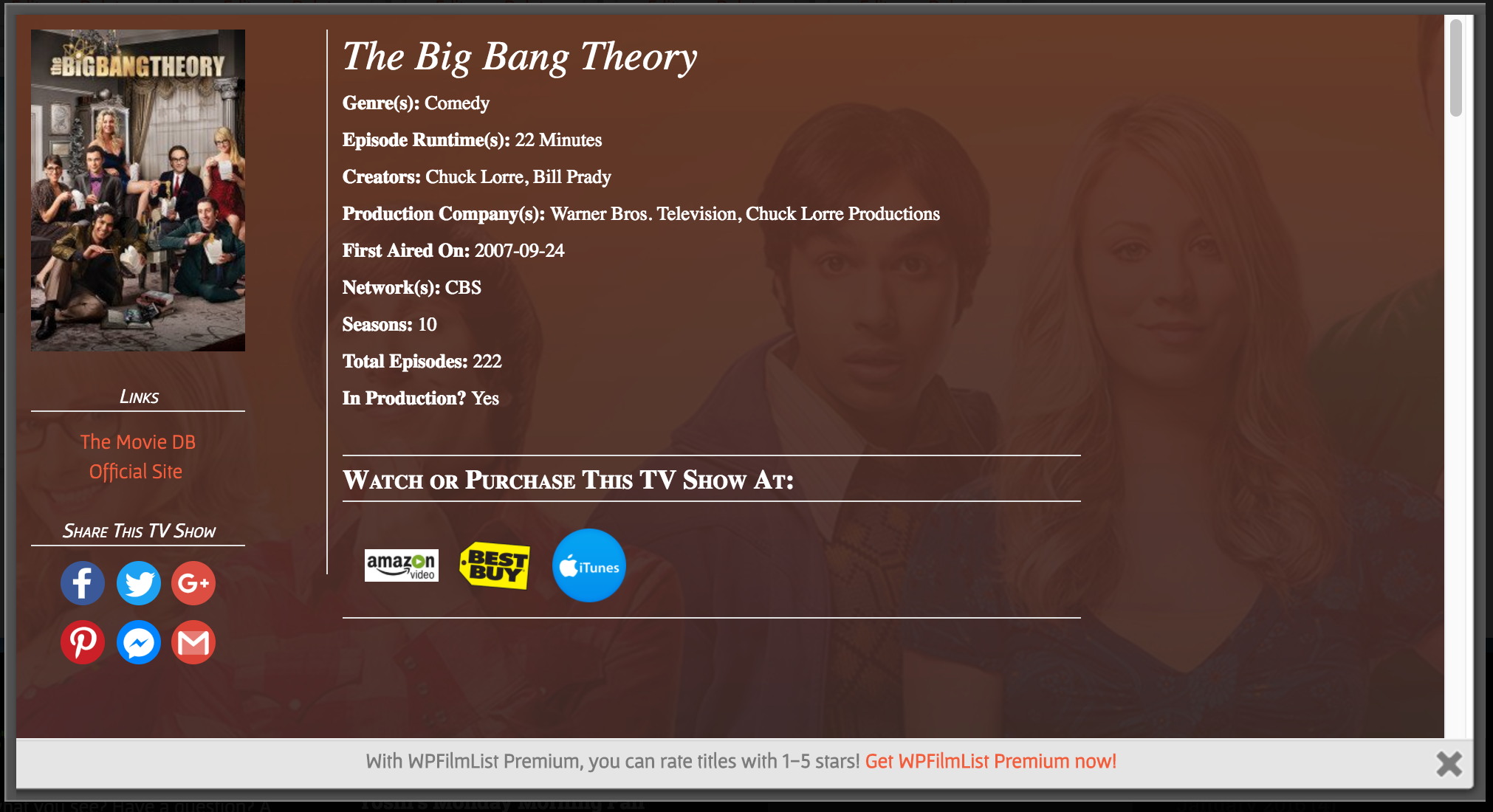 An example of the WPFilmList widget placed in the sidebar of my website.