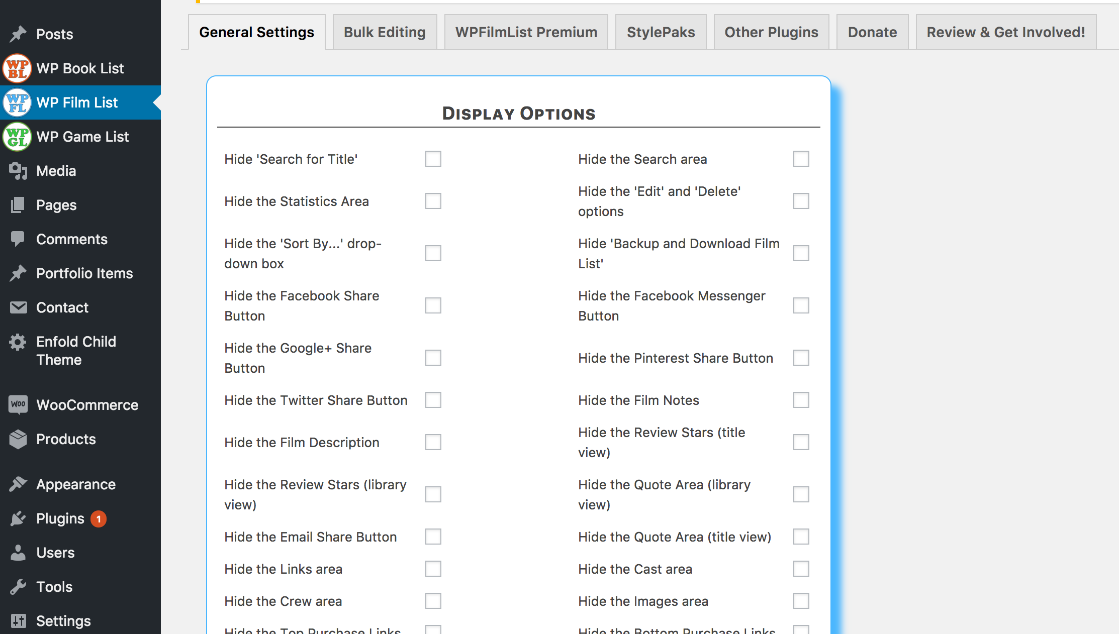 Another example of the WPFilmList widget placed in the sidebar of my website.