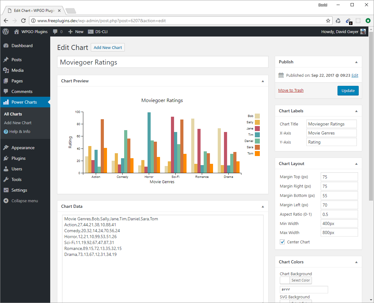 Configure chart settings, and see the chart preview update in real-time!