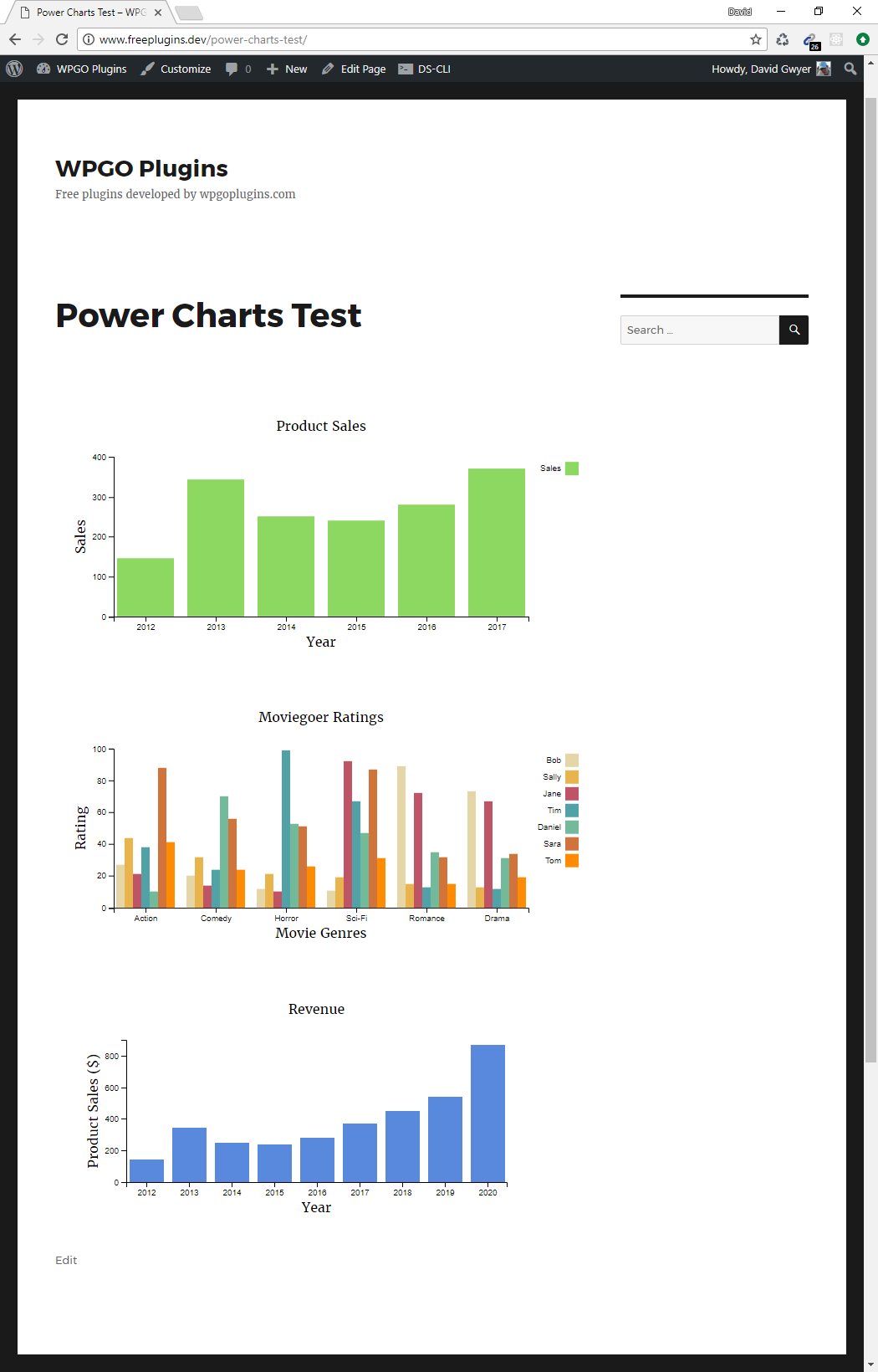 View your chart(s) on the front end of your site.