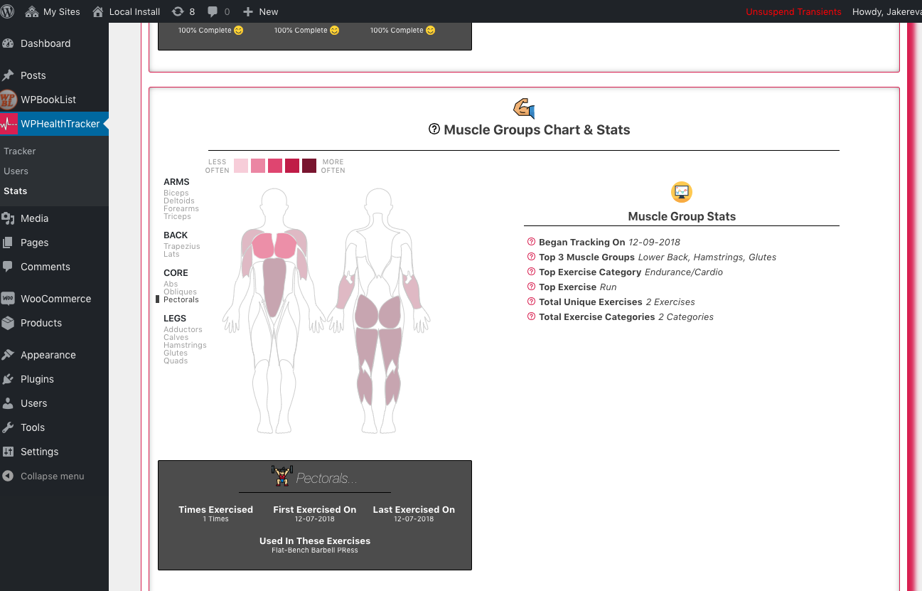 This is where you can see your Exercise Stats.