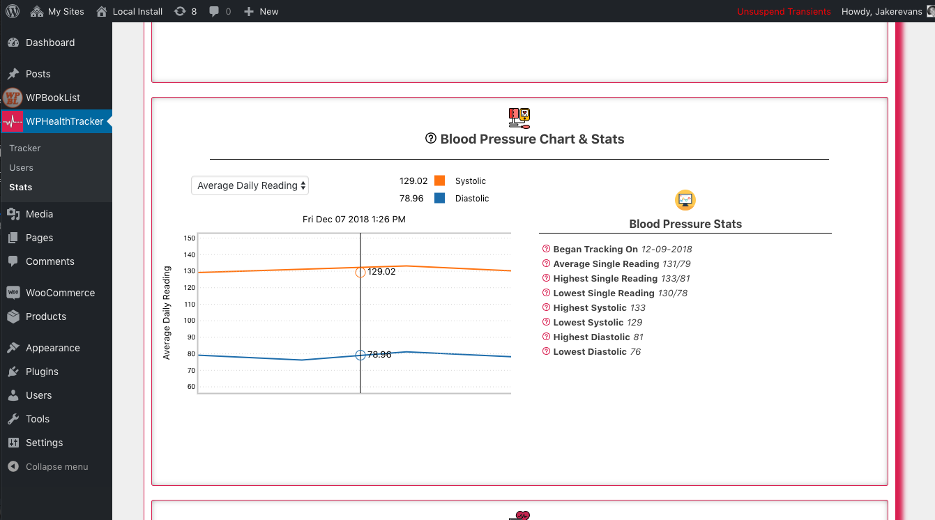 An example of the 'Muscle Groups Chart & Stats' area.