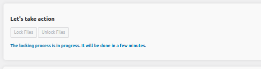Processing message after clicking the lock/unlock button.