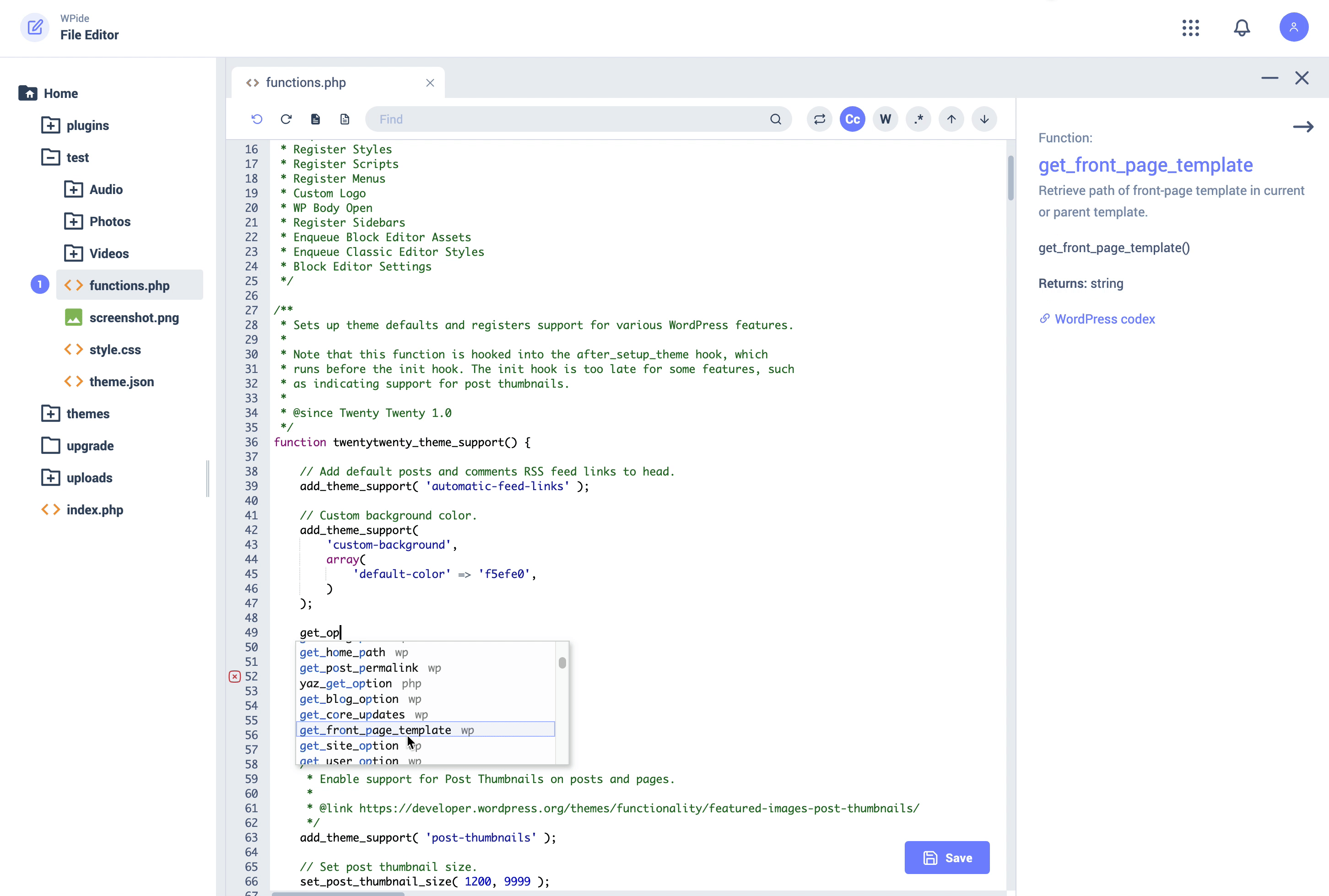 Code editor + Auto Complete Reference