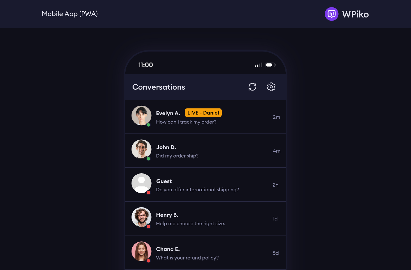Stay connected on the go with the Mobile App (PWA), allowing admins and agents to monitor conversations, reply to visitors, and receive push notifications from a phone or tablet.