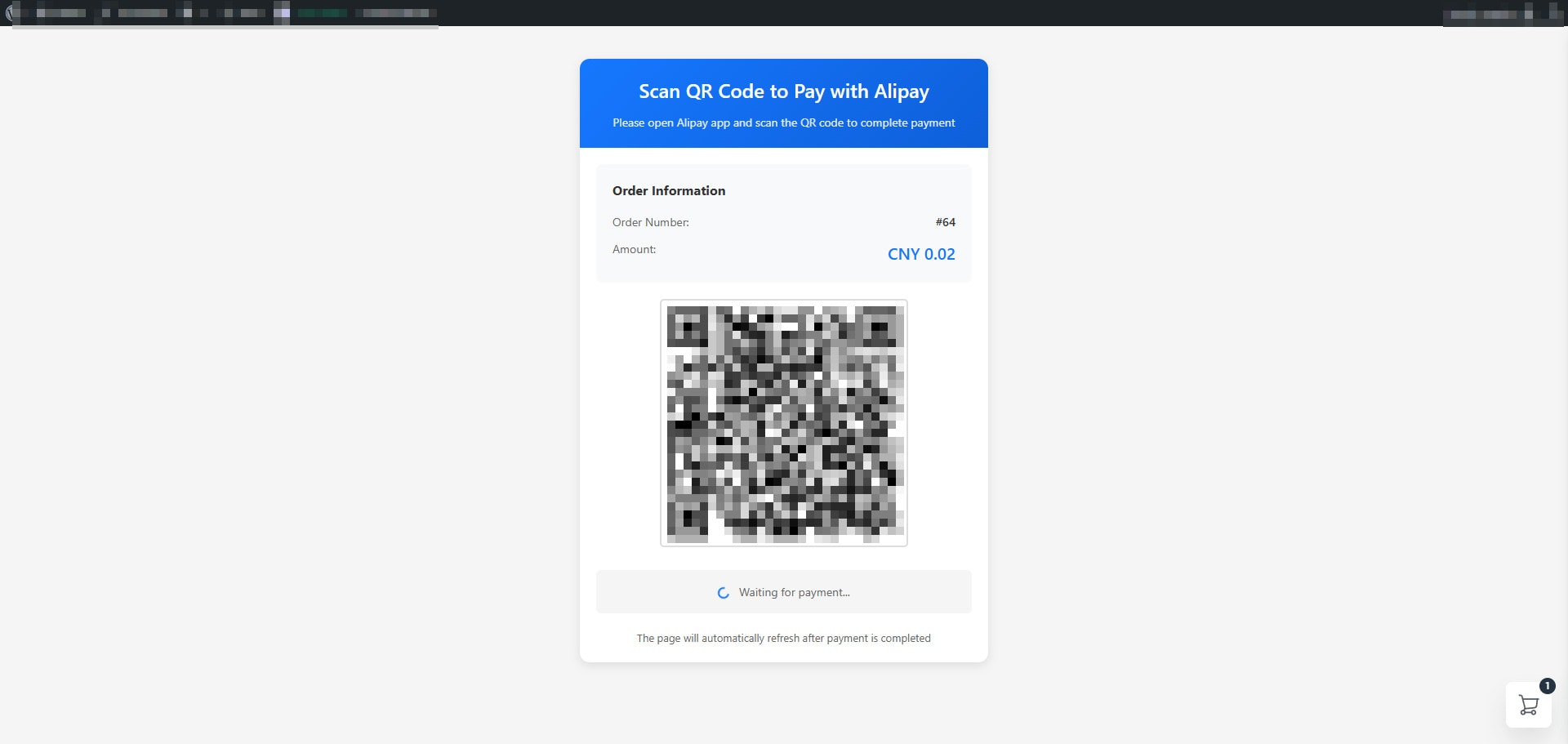 Desktop Face-to-Face QR code payment page