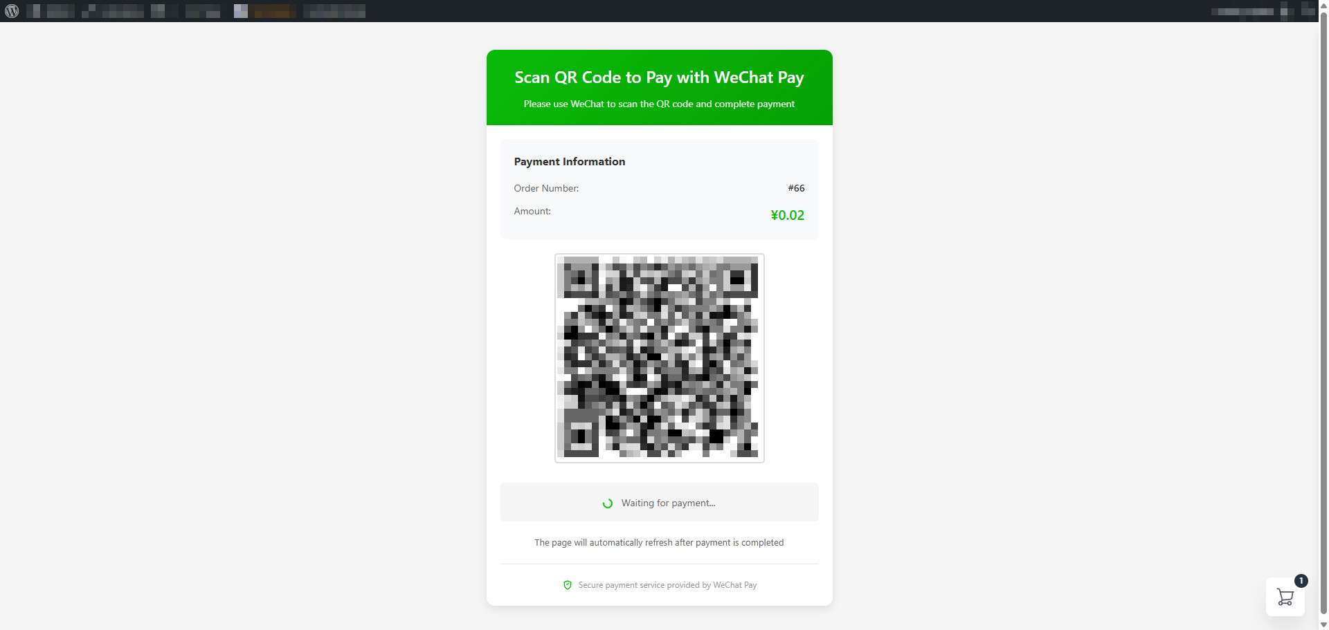 Native payment QR code page for desktop