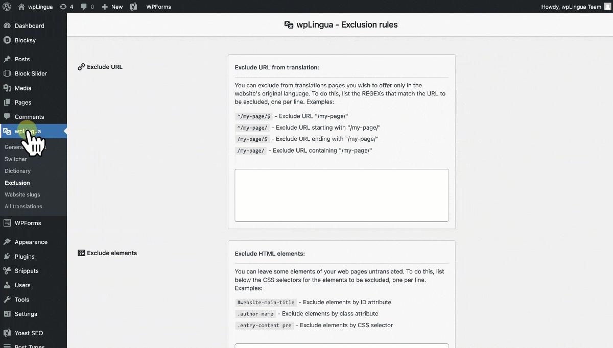 Translations are automatically generated by wpLingua. When you visit the page for the first time (from the admin), you'll see the translation progress.
